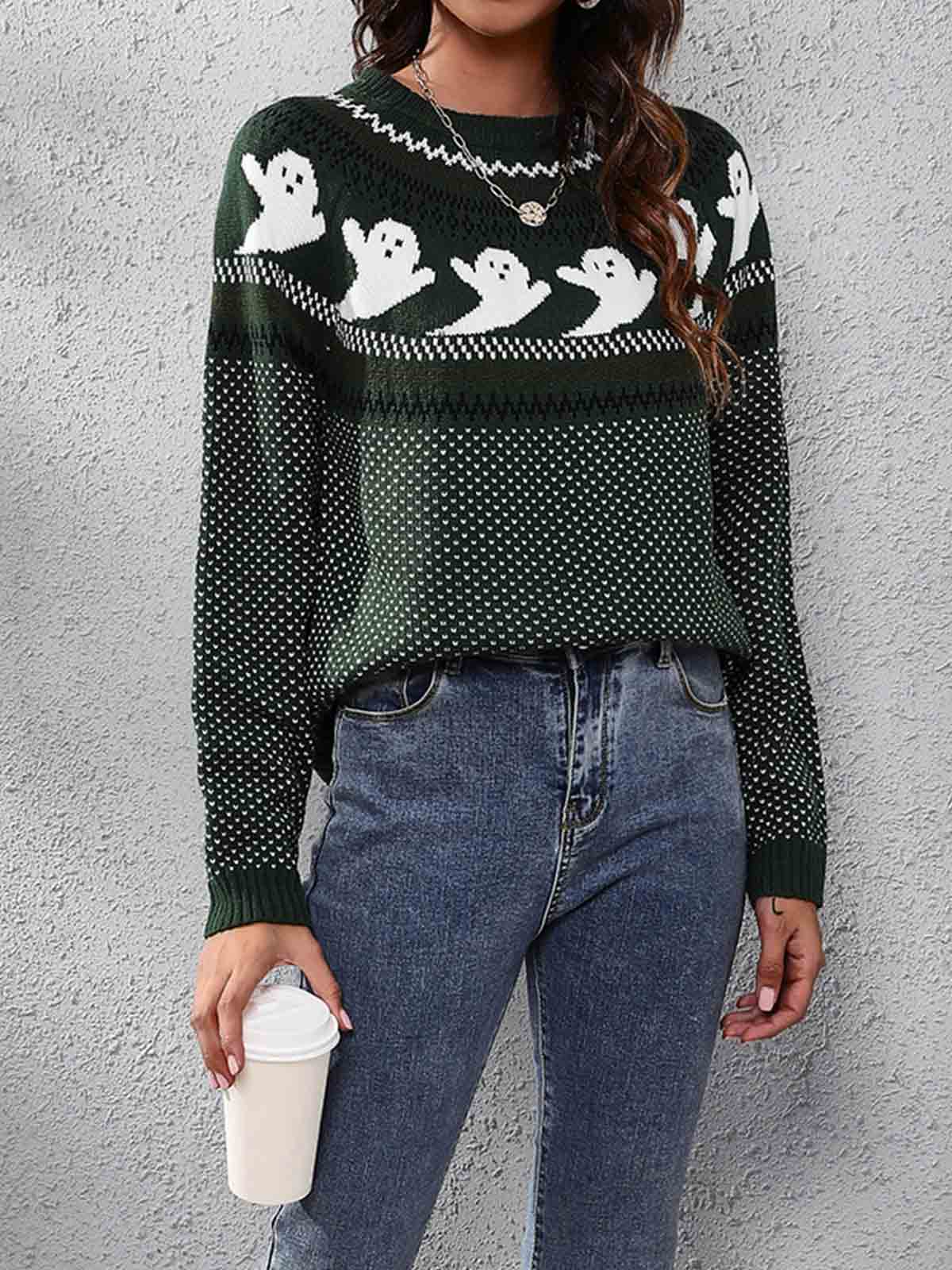 Ghost Print Knit Sweater