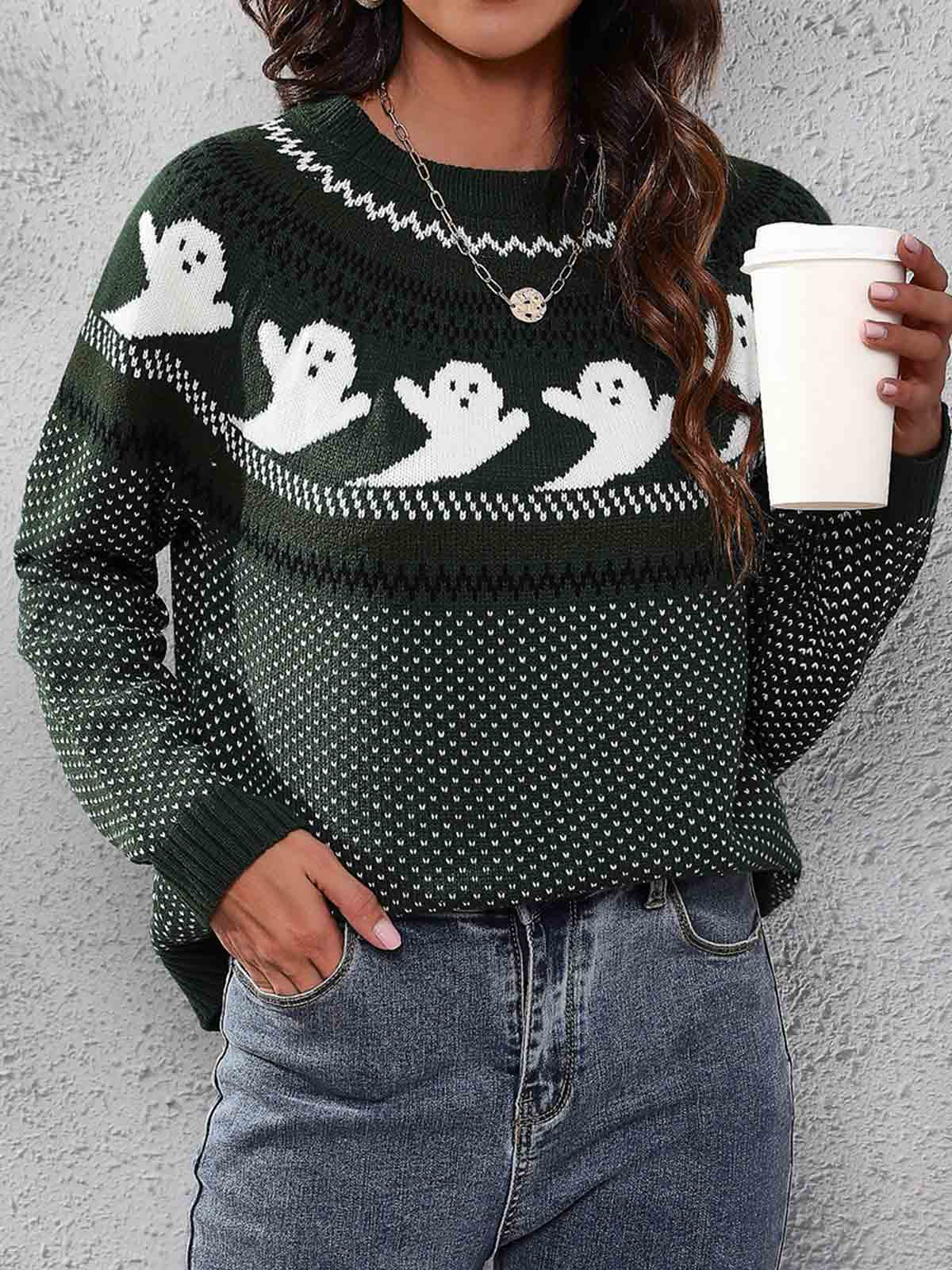 Ghost Print Knit Sweater