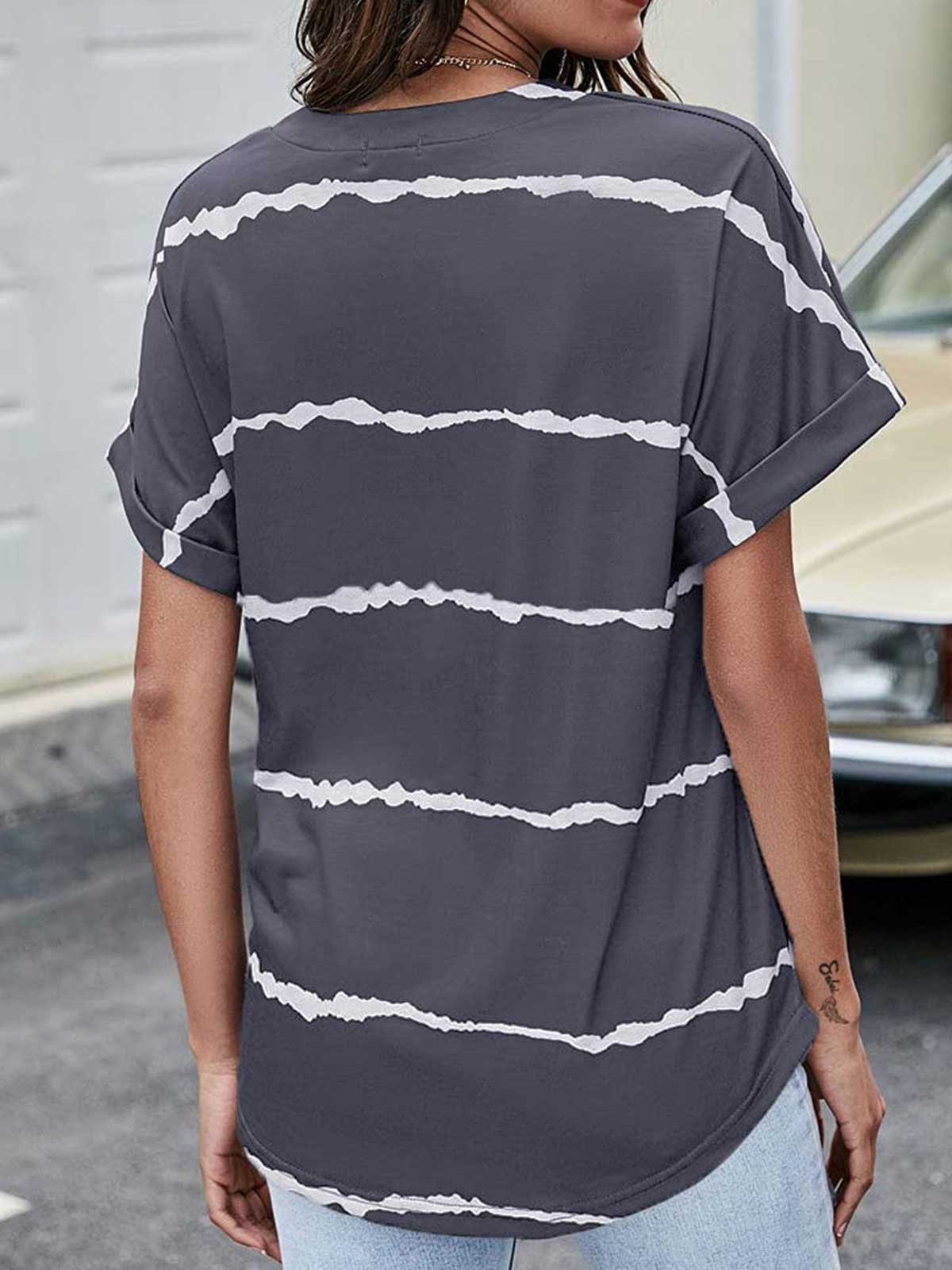 Striped V Neck T-shirt