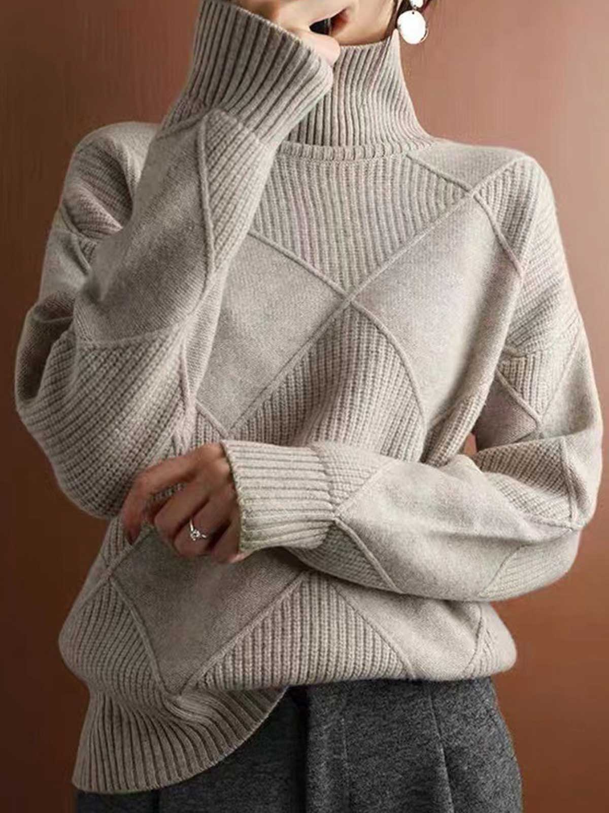 Cashmere Turtleneck Solid Color Sweater