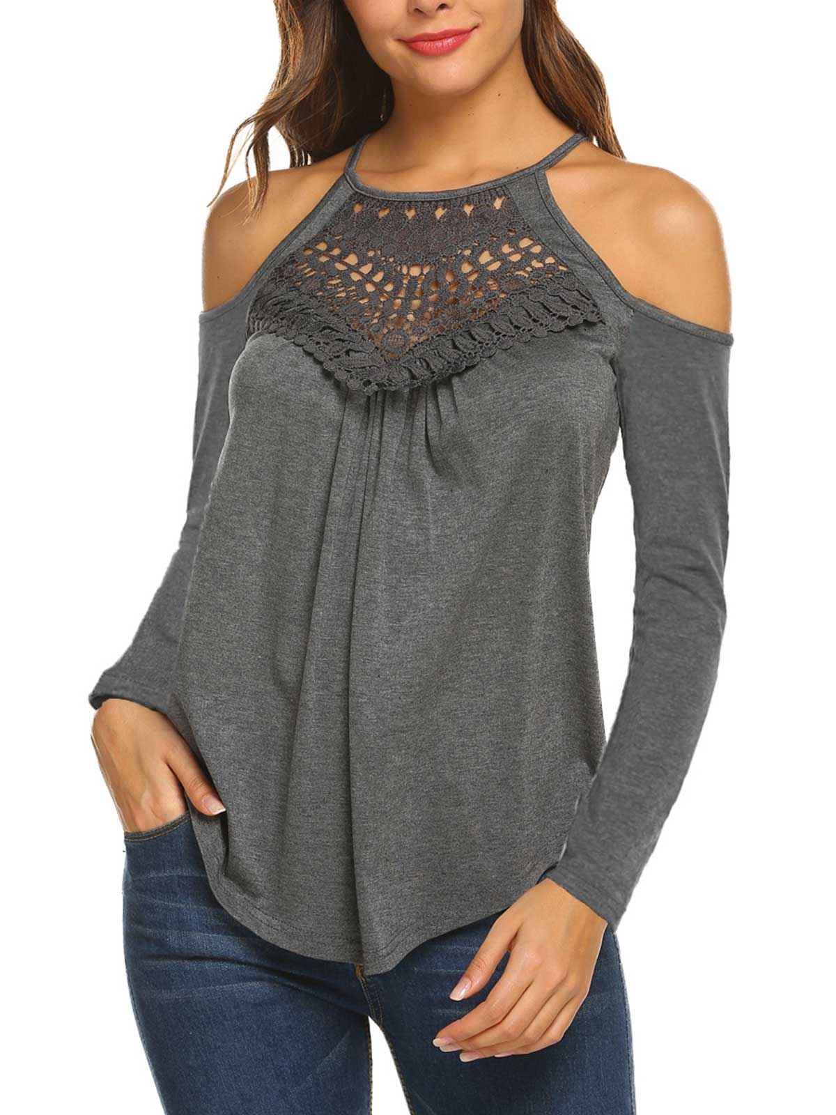 Cold Shoulder Pleated Tops