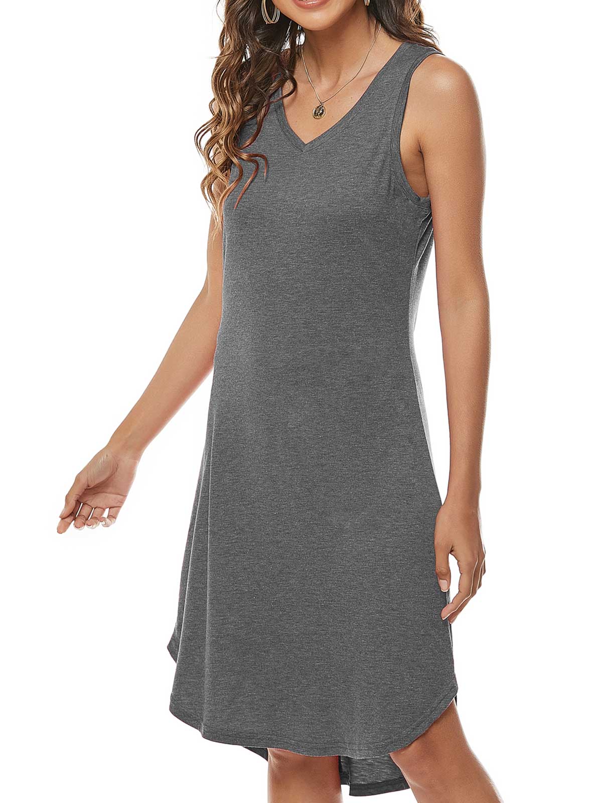 V Neck Sleeveless Midi Dresses