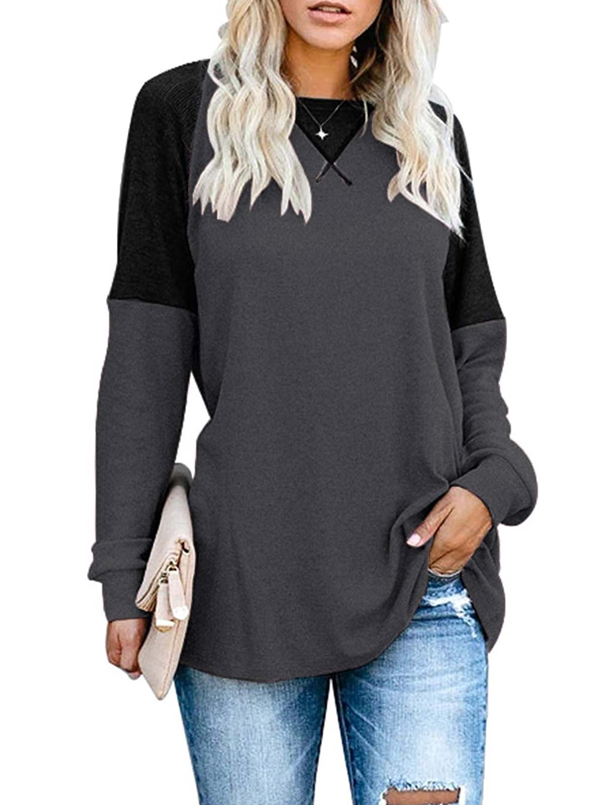 Khaki Colorblock Long Sleeve Tops