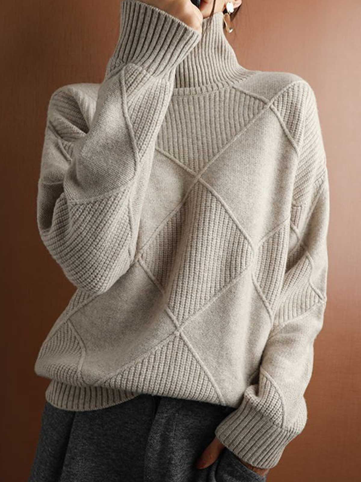 Cashmere Turtleneck Solid Color Sweater