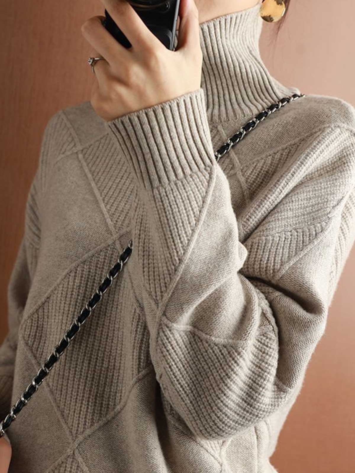 Cashmere Turtleneck Solid Color Sweater