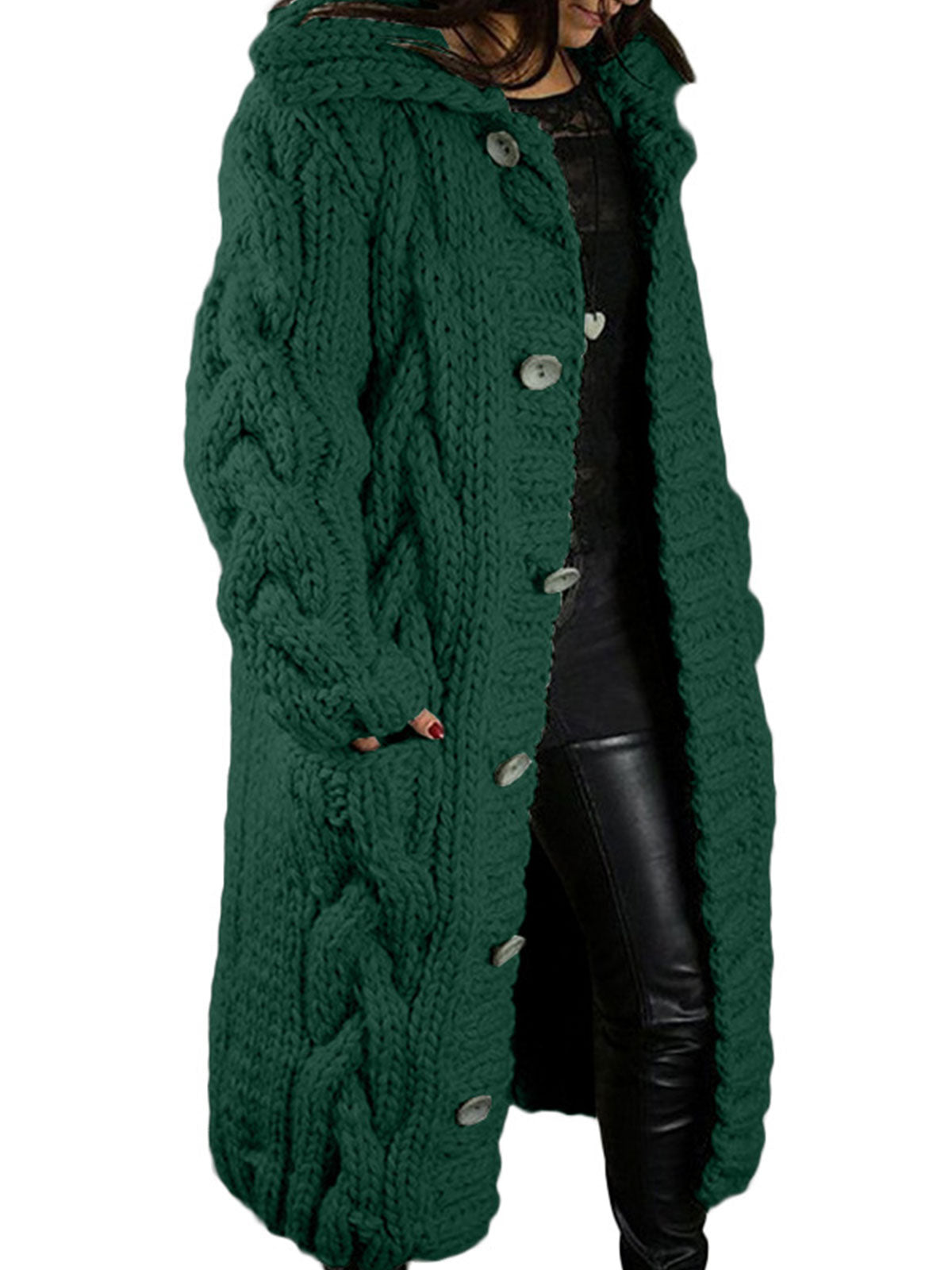 Knitted Thick-Line Cardigan Coat