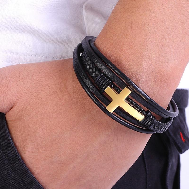 Leather Handmade Cross Bracelets