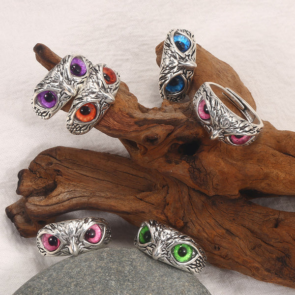 Fiery Blue-Eyed Owly Ring