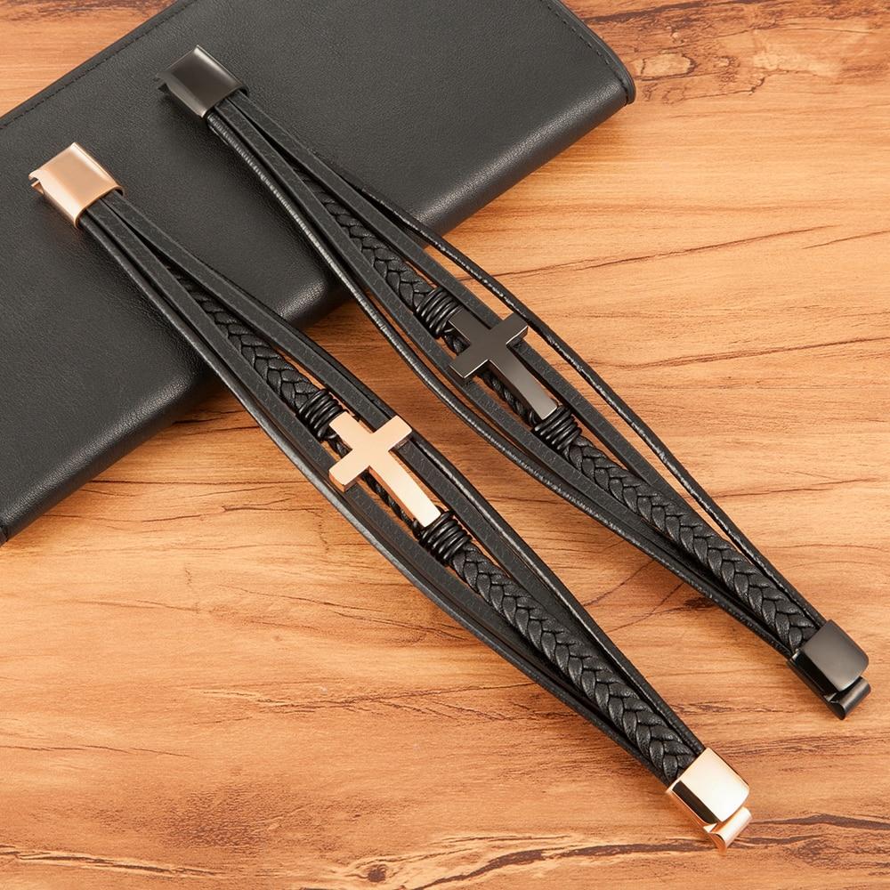 Leather Handmade Cross Bracelets