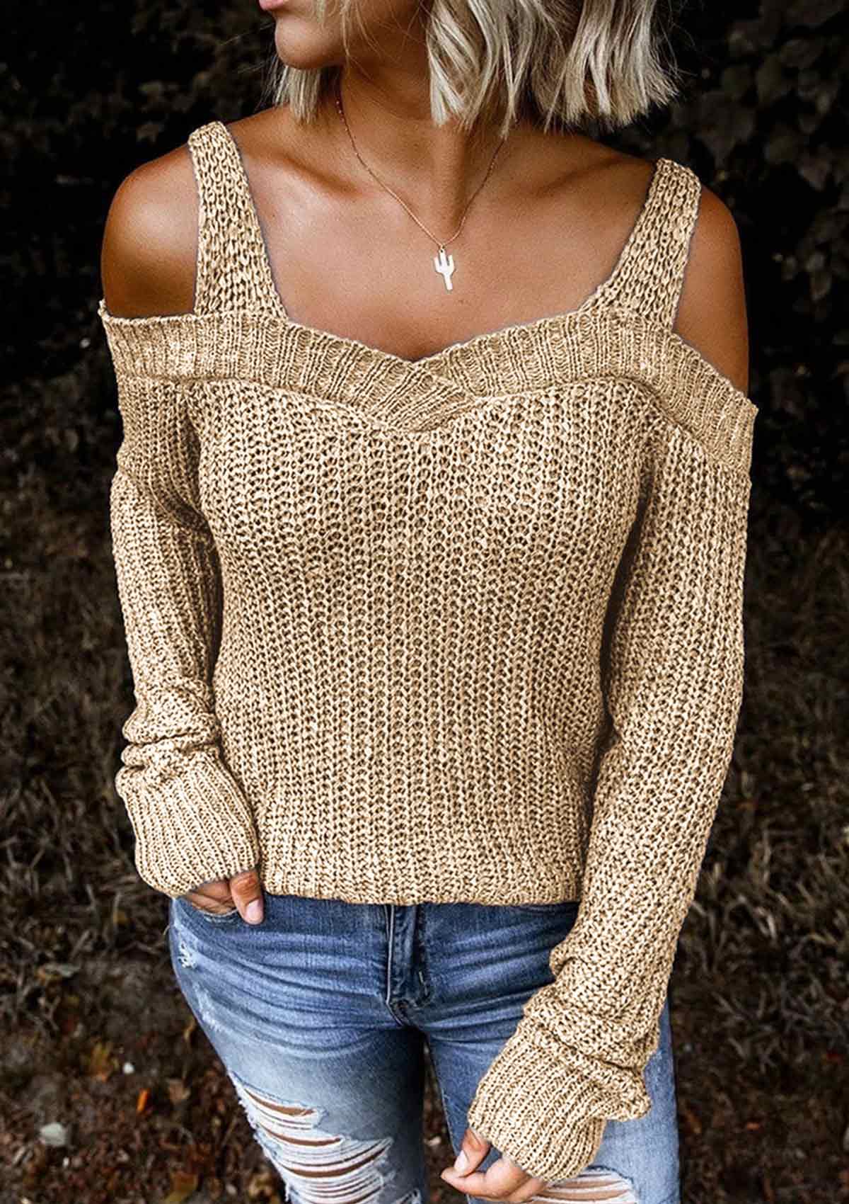 Cold Shoulder Knitted Sweater