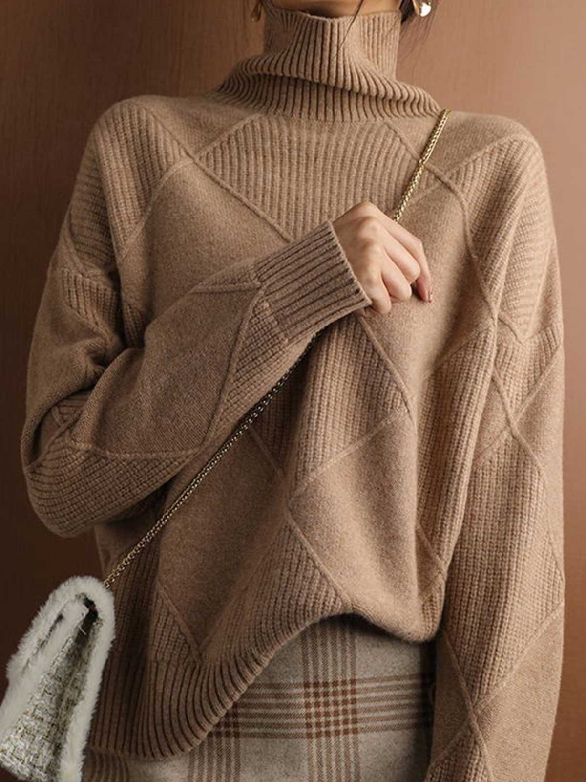 Cashmere Turtleneck Solid Color Sweater