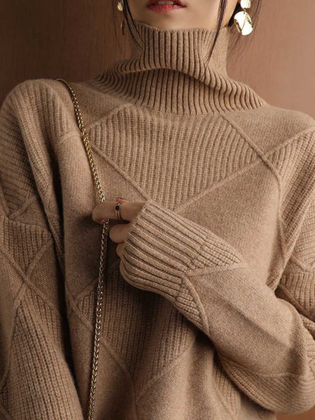 Cashmere Turtleneck Solid Color Sweater