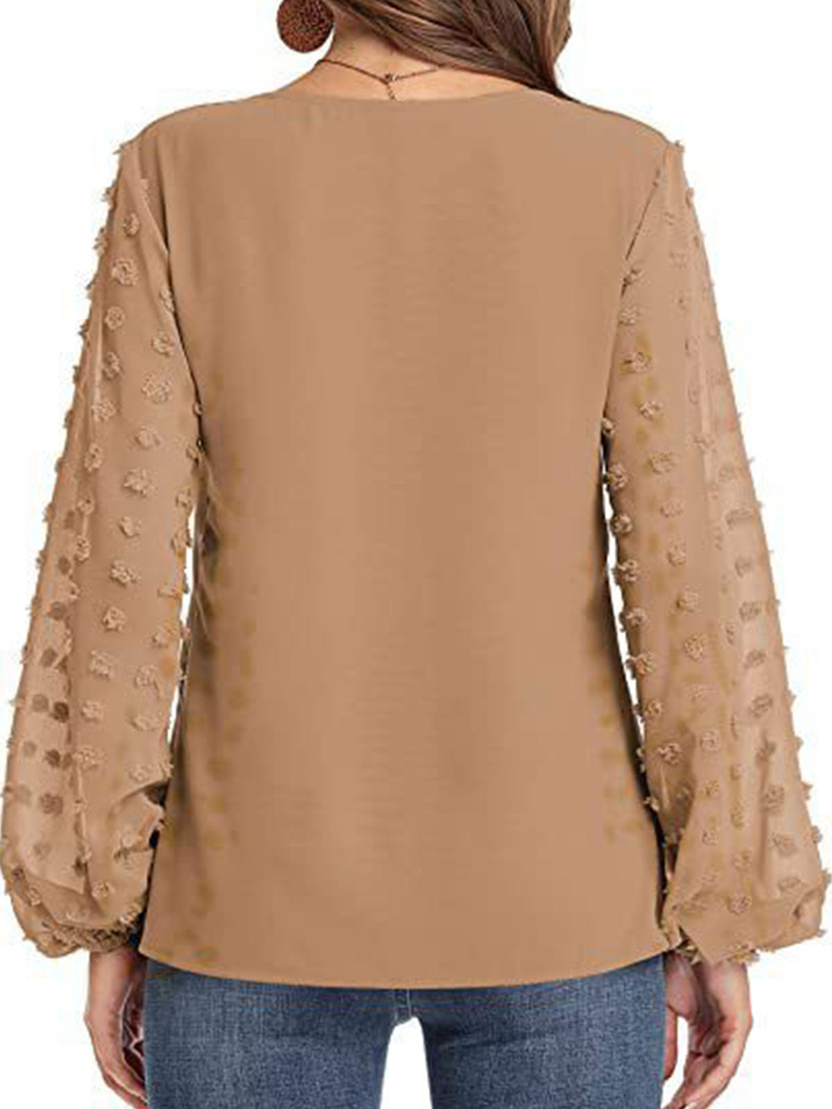 Puff Sleeve Solid Color Tops