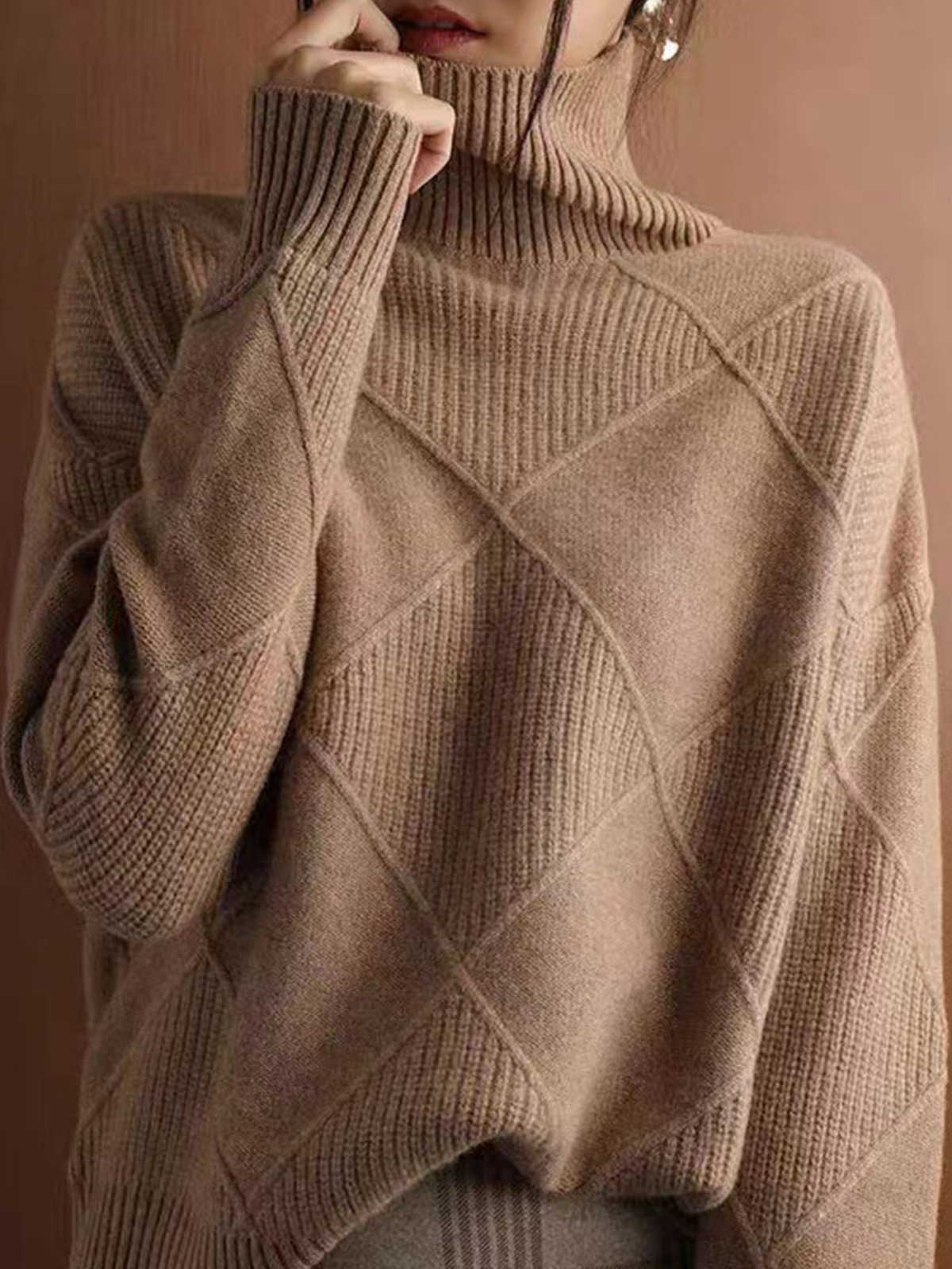 Cashmere Turtleneck Solid Color Sweater