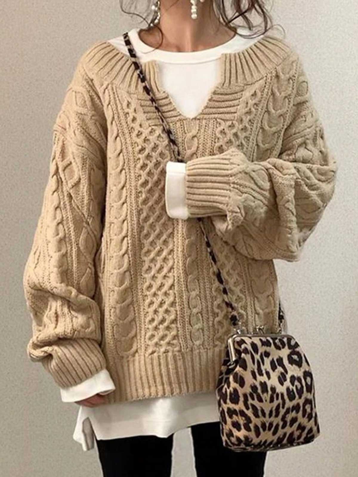 Slouchy Cable Knit Sweater