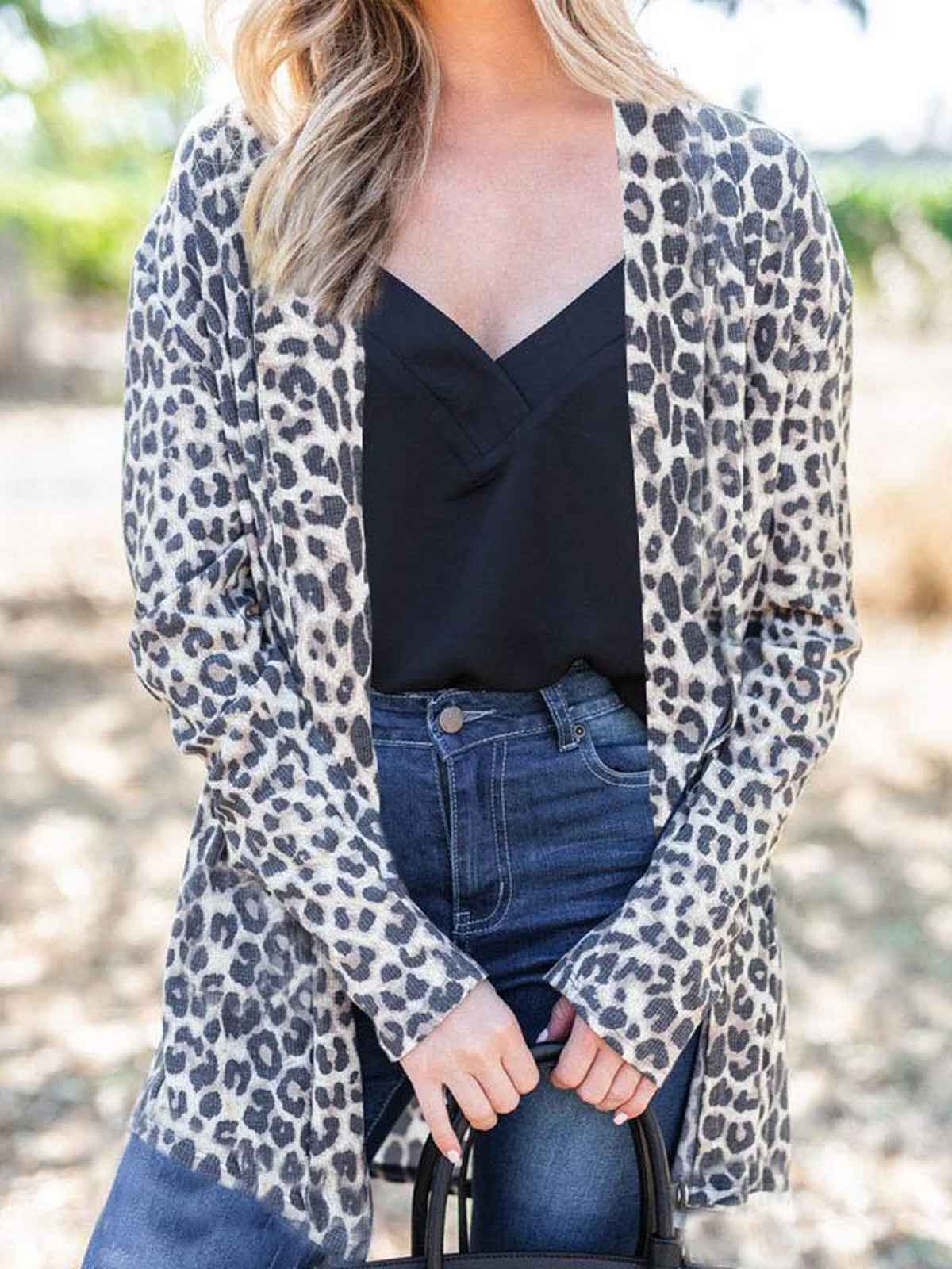 Long Sleeve Leopard Print Cardigans