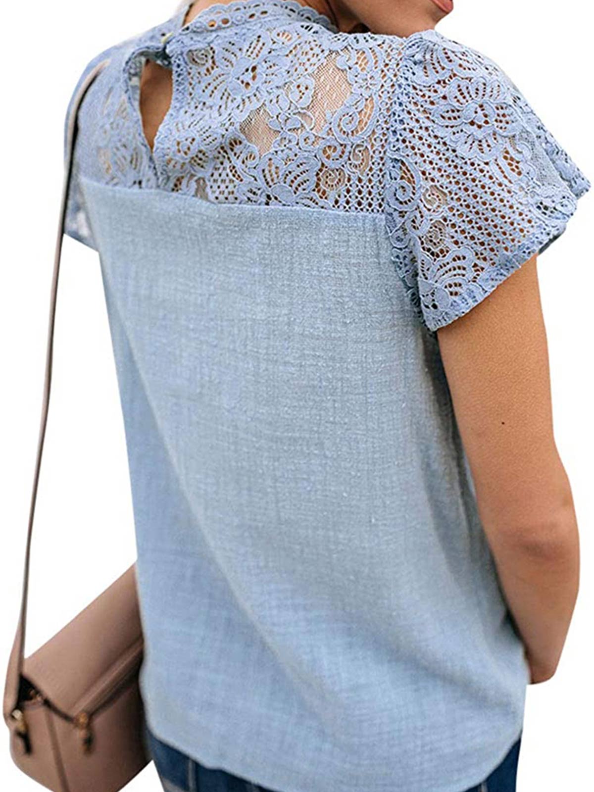 Ruffles Lace Sleeve Plain Tops