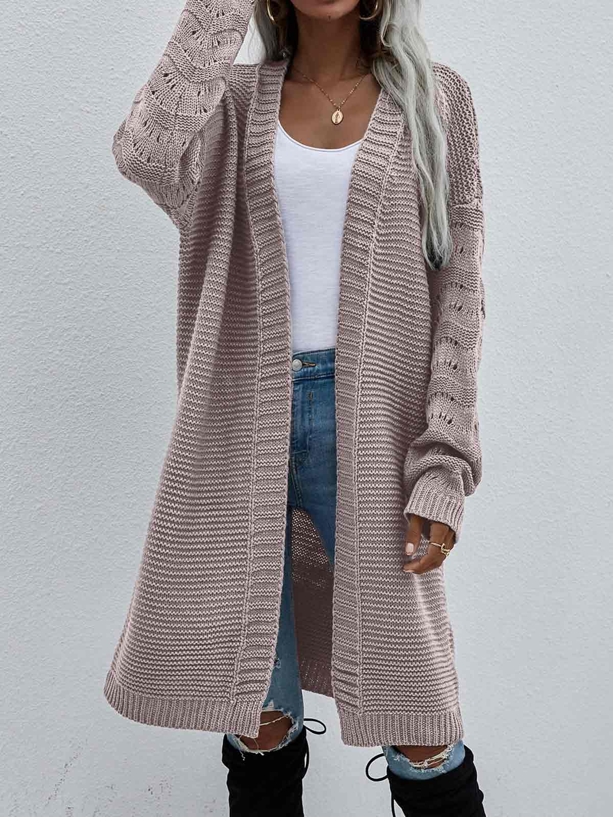 Ribbed Knit Solid Cardigan Coat