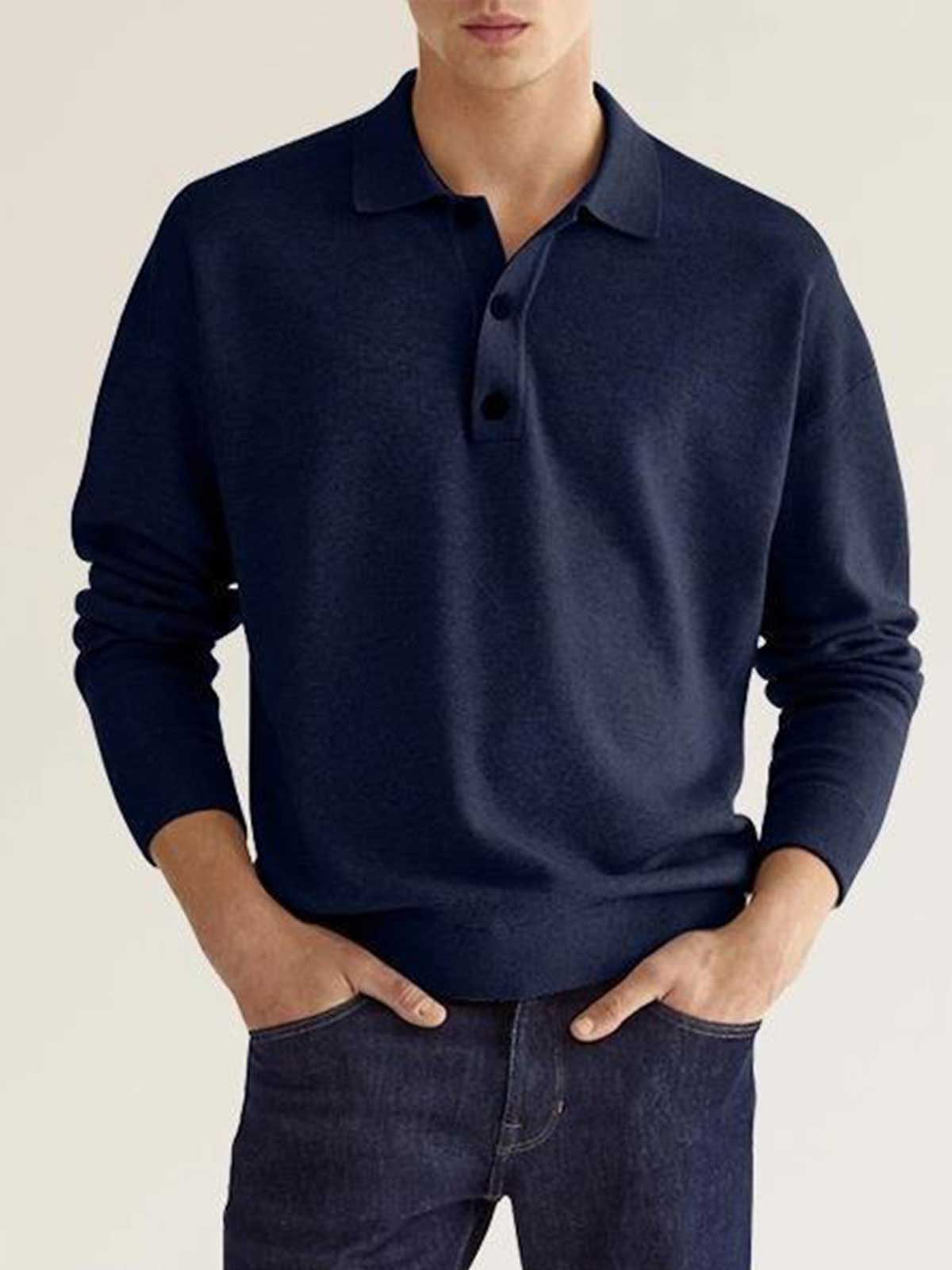 Men's Warm Button Polo Shirt