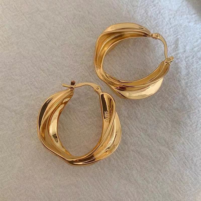 Thick Copper Hoop Earring