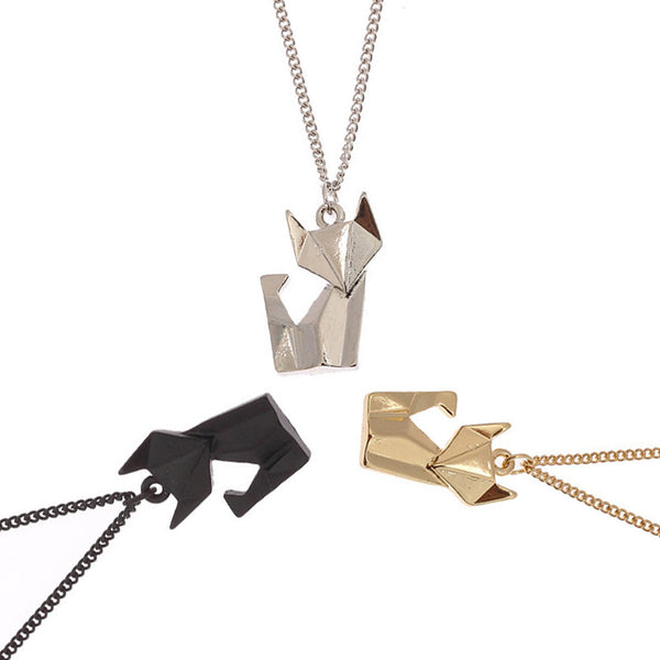 Origami Fox dangle Necklace