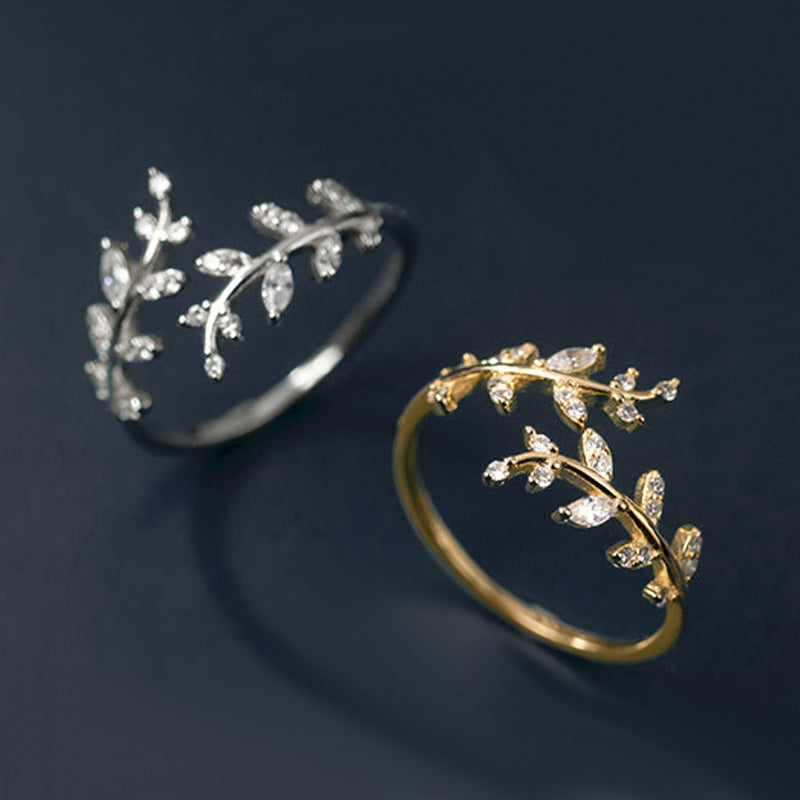 S925 Silver Adjustable Leaf Ring