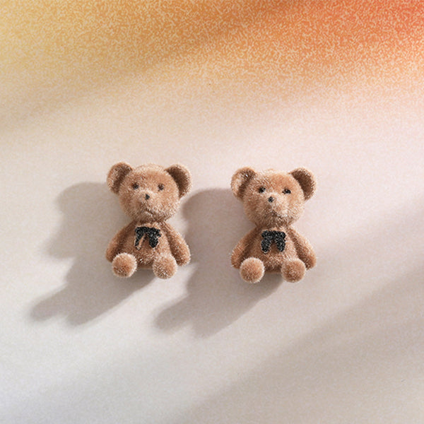 Cute plush bear earrings