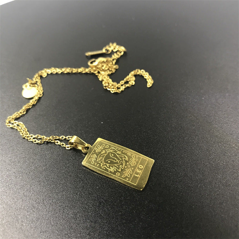 GOLD Square Zodiac Sign  Necklace