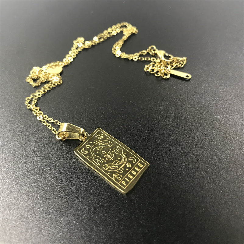 GOLD Square Zodiac Sign  Necklace