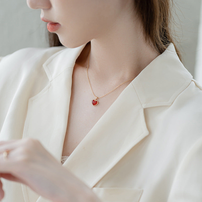 Vintage Red Love Agate Necklace