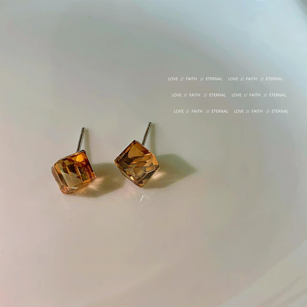 Brown Sugar Cube Stud Earrings