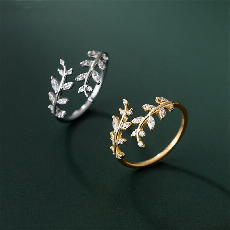 S925 Silver Adjustable Leaf Ring