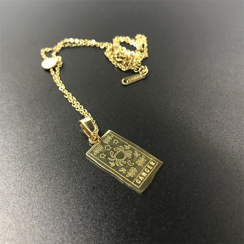 GOLD Square Zodiac Sign  Necklace