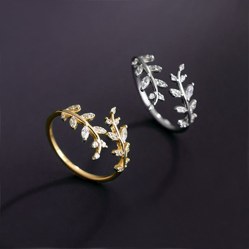 S925 Silver Adjustable Leaf Ring