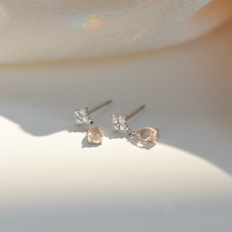 S925 Diamond Waterdrop Stud Earrings