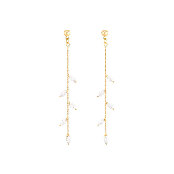 Long Leaf Dangle Drop Earrings