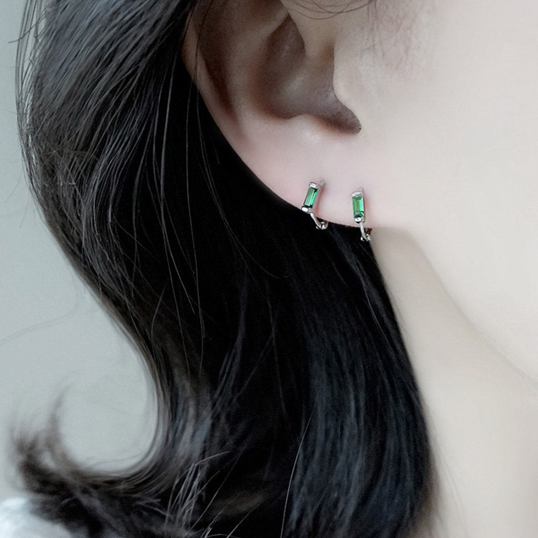 Emerald square earrings