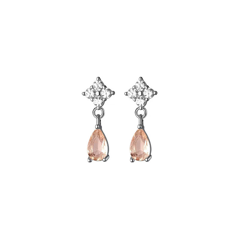 S925 Diamond Waterdrop Stud Earrings