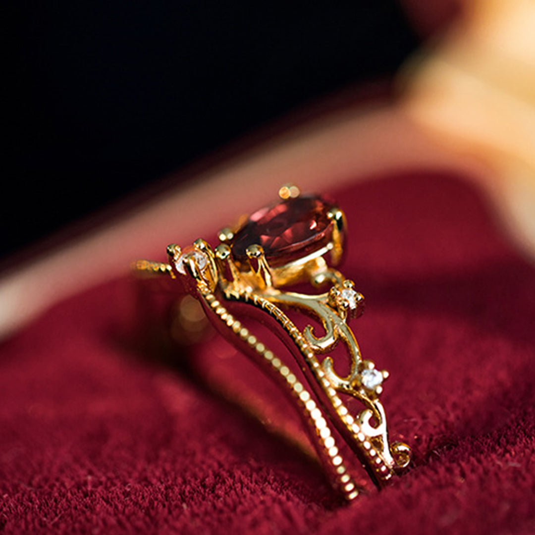 Crown Garnet Ring