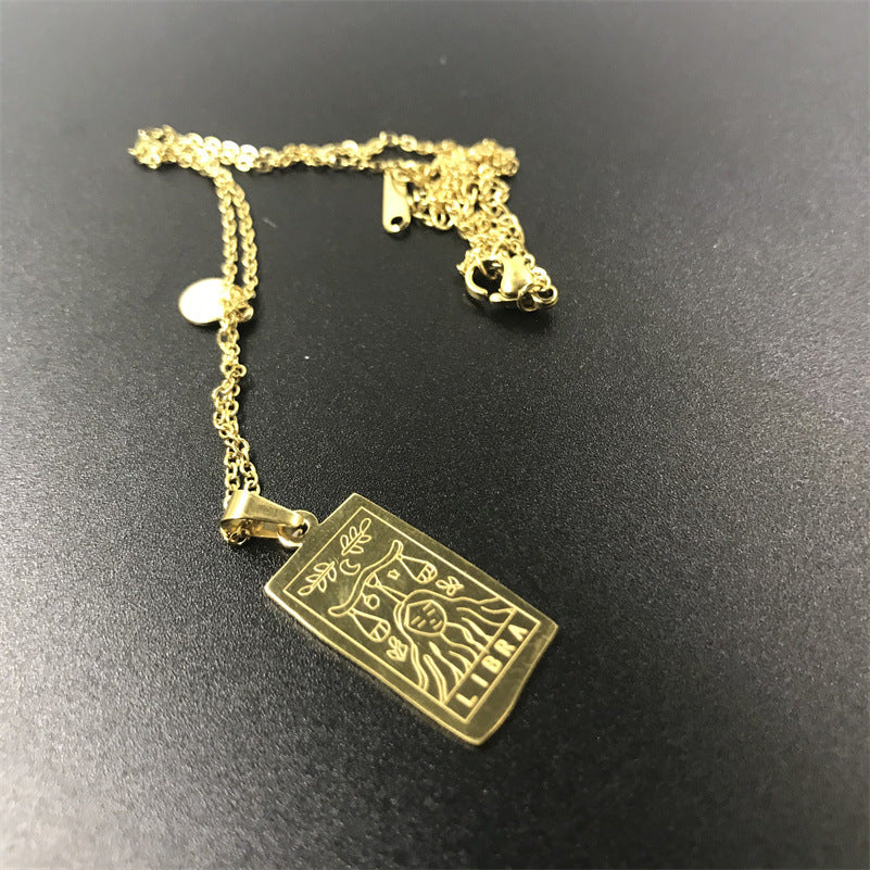 GOLD Square Zodiac Sign  Necklace