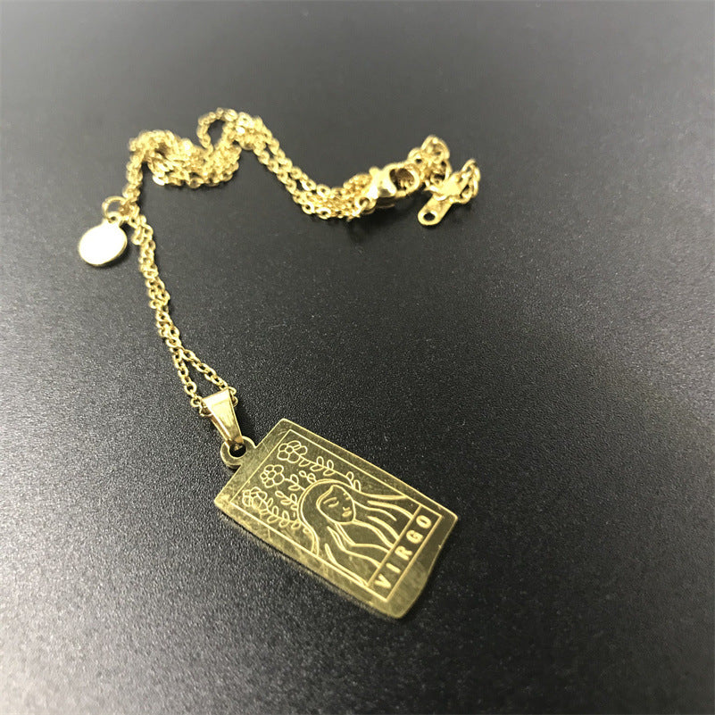 GOLD Square Zodiac Sign  Necklace