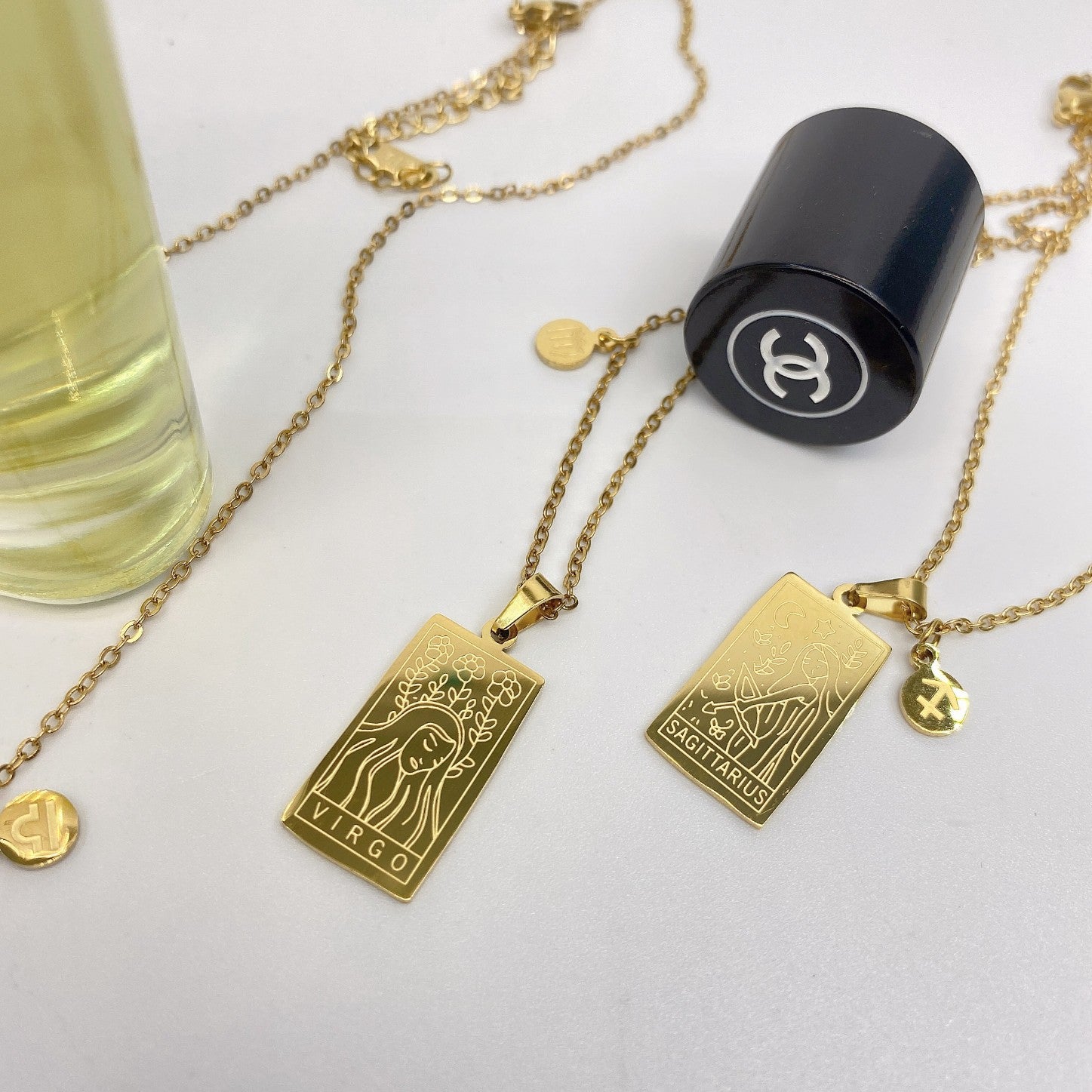 GOLD Square Zodiac Sign  Necklace