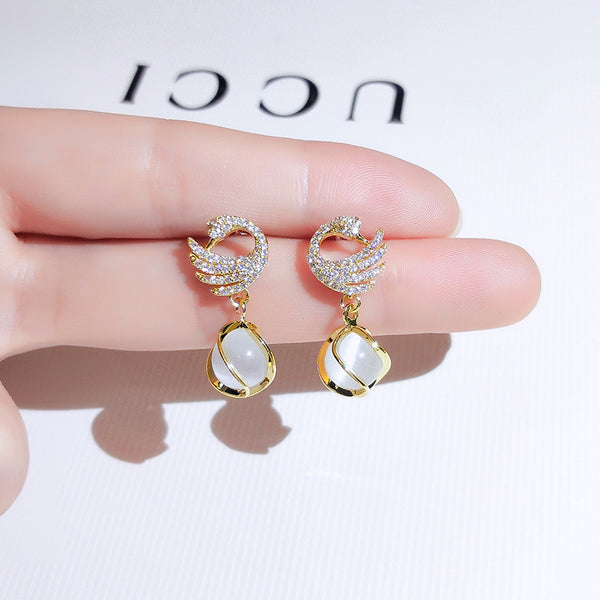 S925 opal Swan Earrings