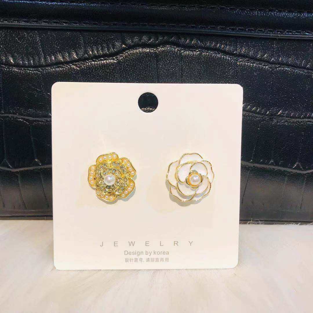 Asymmetric Camellia Earrings