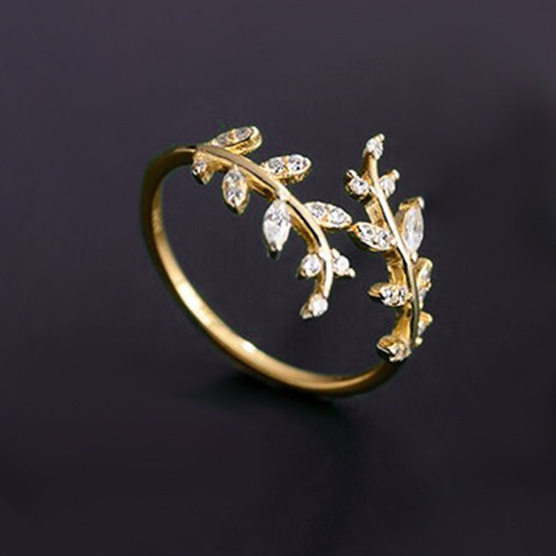 S925 Silver Adjustable Leaf Ring