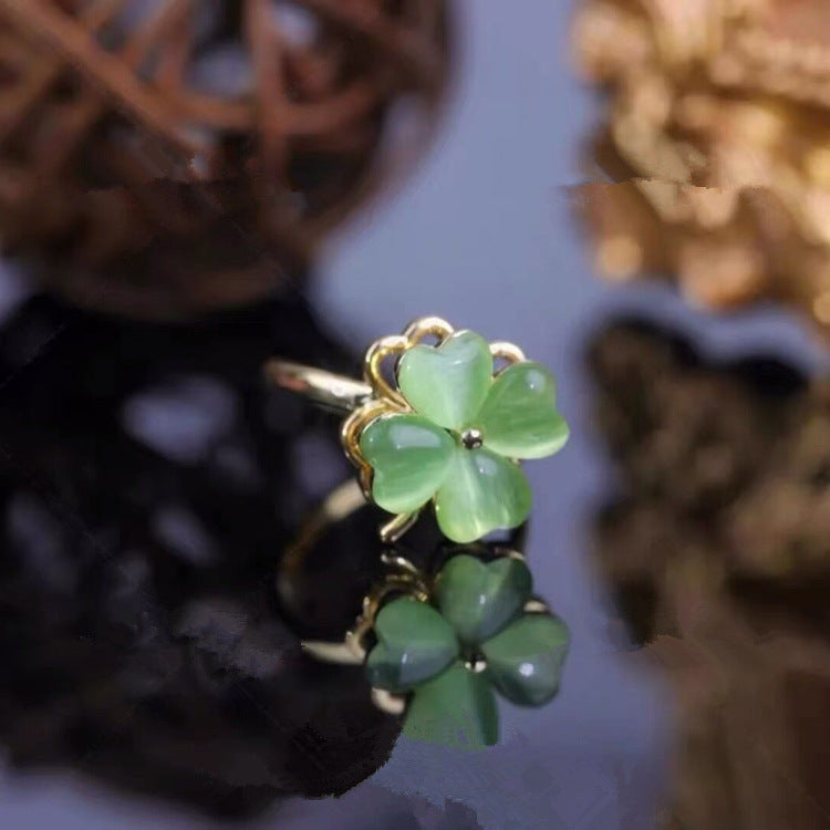 Green Opal clover rotatable Earrings