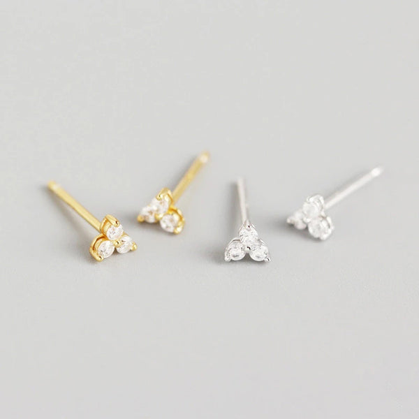 Tiny Three Dot Trio Stud Earrings