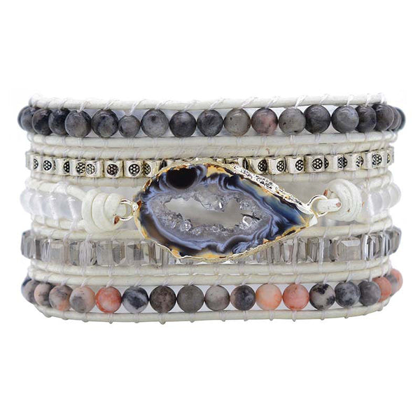 Magical White Labradorite & Druzy bracelet