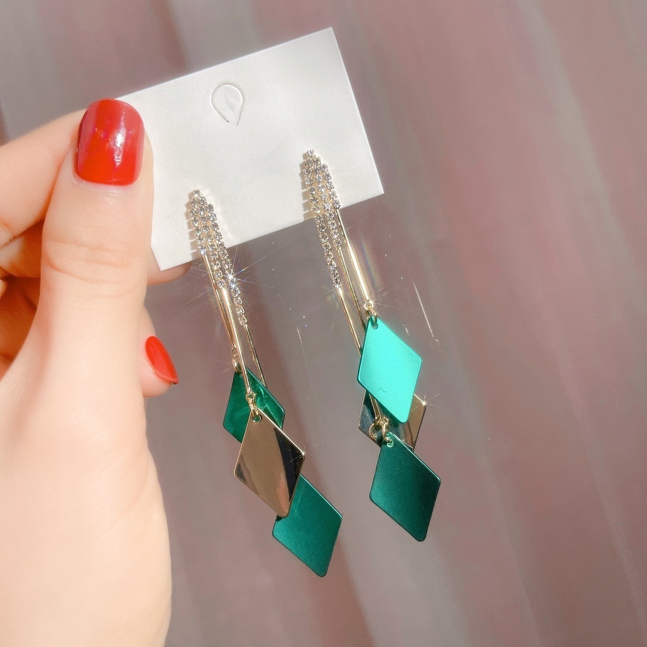 Square tassel Diamond Earrings