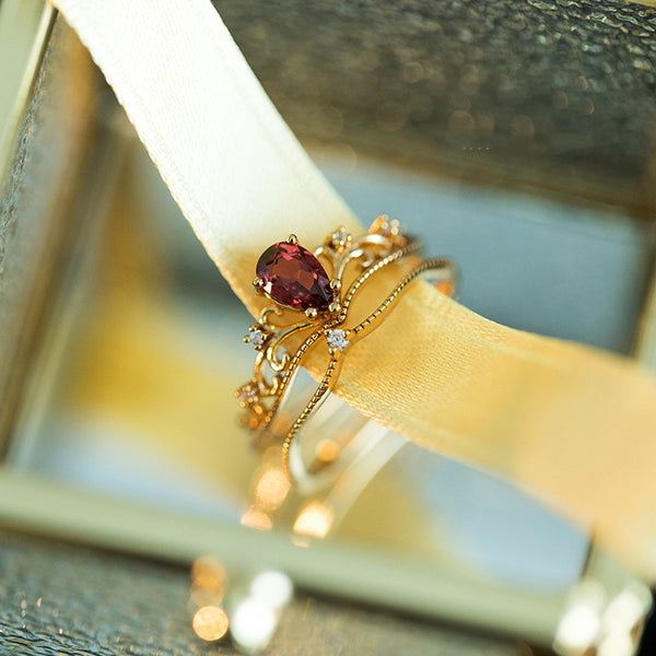 Crown Garnet Ring